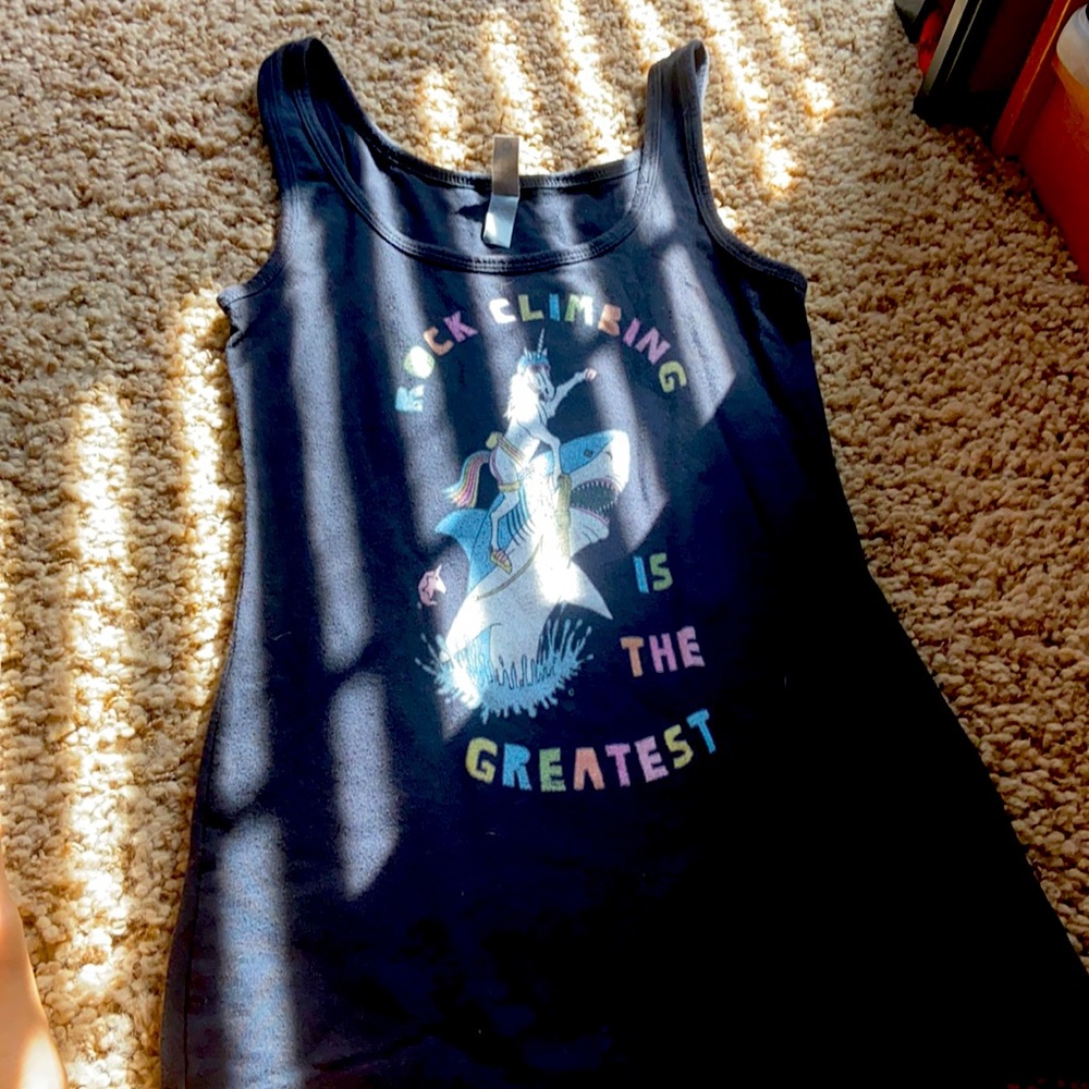 Rock climbing is the greatest tank top size small